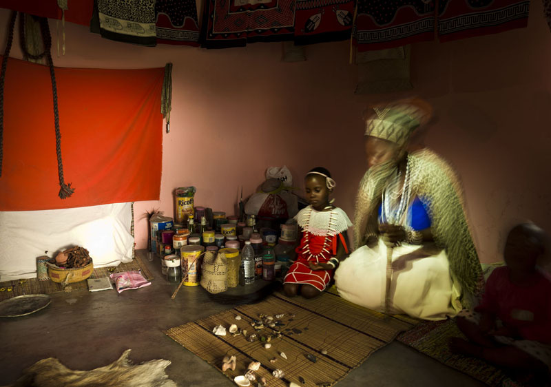 A Sangoma in the healer's hut.