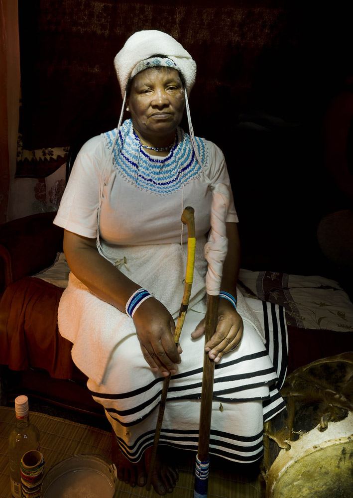 A Sangoma in the healer's hut.