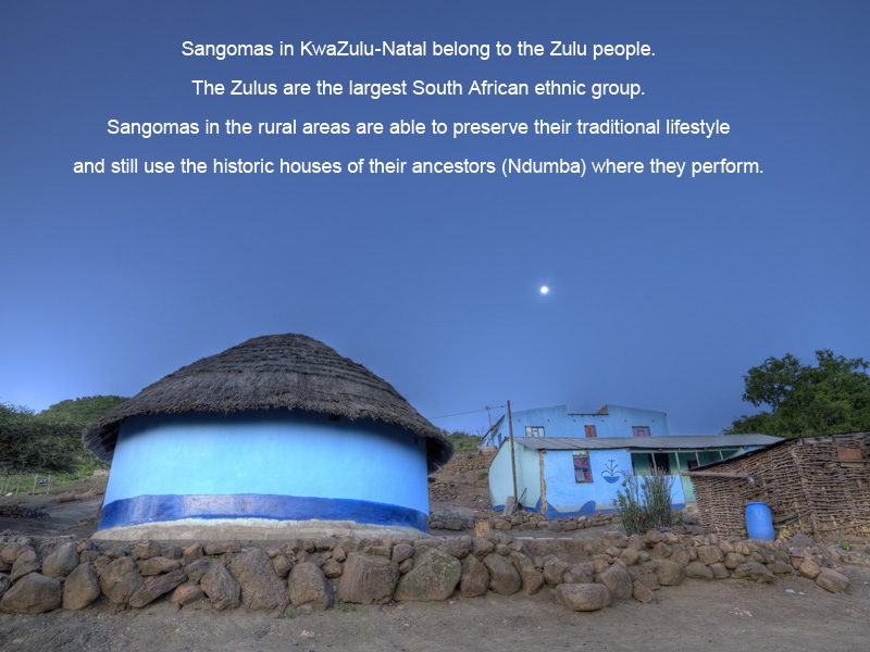 Zulu Sangomas healer hut.