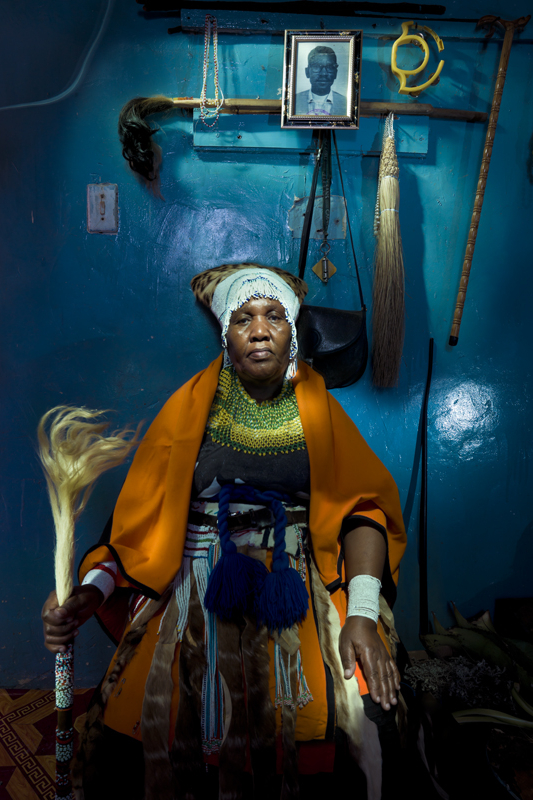 20 Sangoma Tshusili in a township, Cape Town